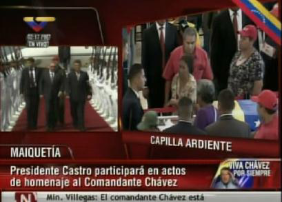 Raúl Castro, Dilma Roussef y Lula Da Silva llegan al funeral de Chávez (Video)