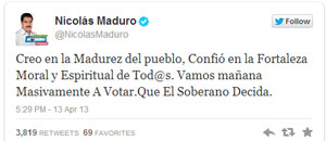 Maduro invita a los venezolanos a votar masivamene