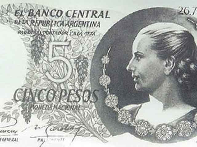 Billetes argentinos con imagen de Evita cotizan hasta el doble en internet