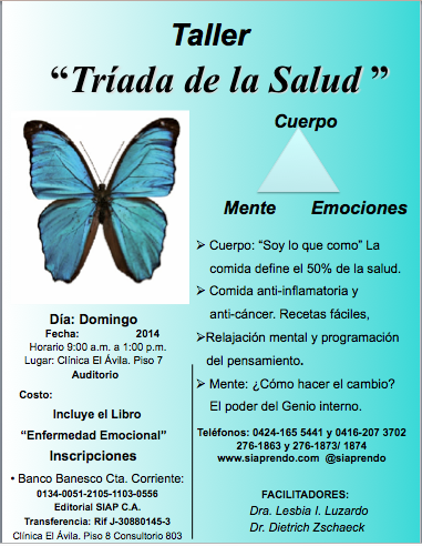 Taller Tríada de la Salud: Cuerpo- Mente- Emociones