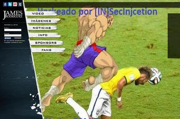 Hackean web de James Rodríguez con caricatura de rodillazo a Neymar (Imagen)