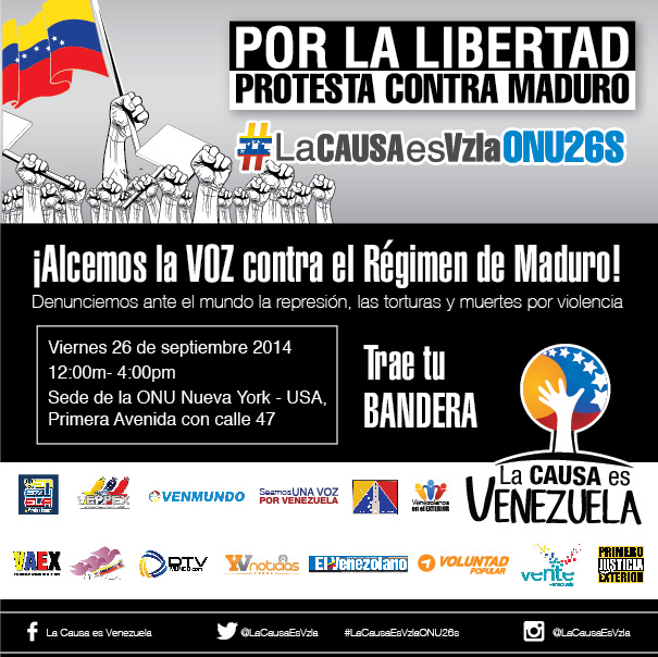 Venezolanos en el exterior protestarán contra @NicolasMaduro frente a la ONU este #26S