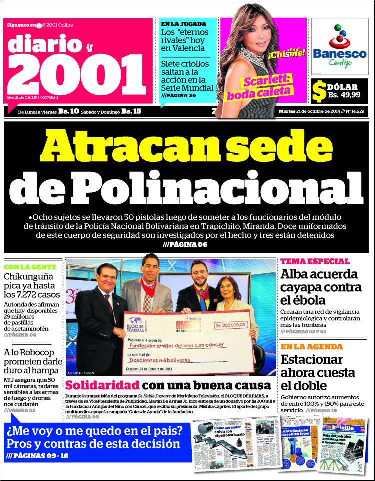 Portadas del martes 21 de octubre de 2014