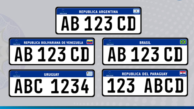 Mercosur aprueba modelo único de placas para vehículos