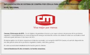 Central Madeirense confirma venta de productos regulados por terminal de cédula