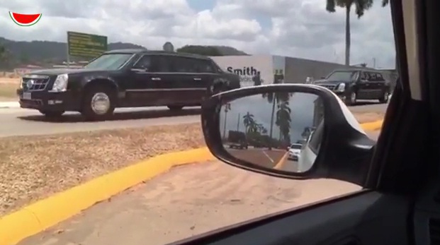 Llega a Panamá la caravana de vehículos que transportará al presidente de EEUU (video)