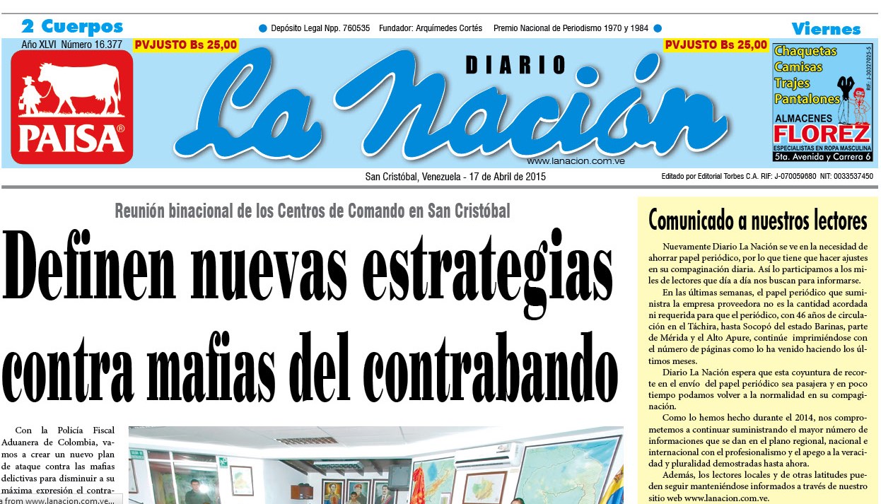 La Nación, otro diario venezolano afectado por falta de papel (Comunicado)