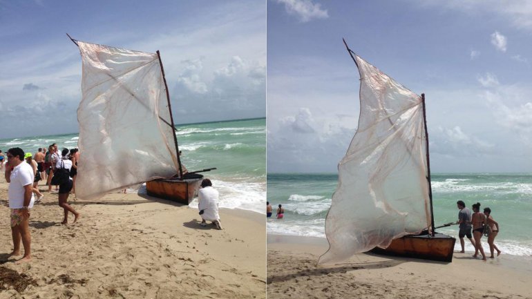 Catorce balseros cubanos logran llegar a Miami Beach (Fotos)
