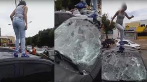 Embarazada destruyó el auto de su esposo al enterarse que la engañaba (Video)