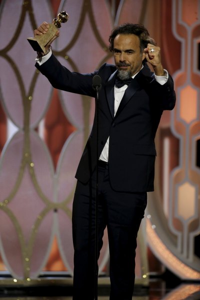 Alejandro G. Inarritu reacts after winning the Best Director - Motion Picture for "The Revenant", at the 73rd Golden Globe Awards in Beverly Hills, California January 10, 2016.  REUTERS/Paul Drinkwater/NBC Universal/Handout For editorial use only. Additional clearance required for commercial or promotional use. Contact your local office for assistance. Any commercial or promotional use of NBCUniversal content requires NBCUniversal's prior written consent. No book publishing without prior approval. TPX IMAGES OF THE DAY