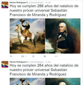Héctor Rodríguez tampoco sabe usar Twitter… Borró el malo, lo volvió a tuitear mal y lo dejó