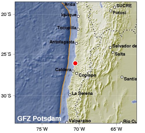 Sismo de magnitud 5,4 sacude parte del norte de Chile