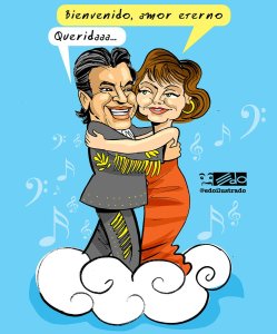 Así recibe Rocío Dúrcal a Juan Gabriel en el cielo (Caricatura)