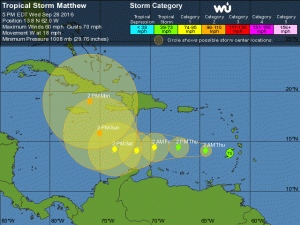 Este es el recorrido pronosticado para la tormenta tropical Matthew (IMAGEN)