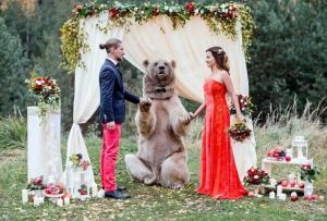 ¡WTF! … Un enorme oso fue el “único testigo” de una boda en Rusia (Fotos)