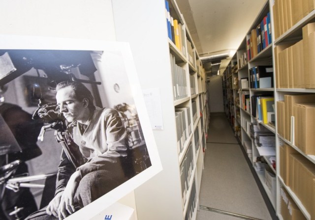 (FILES) This file photo taken on November 08, 2016 shows the Ingmar Bergman archives located at the Film House in Stockholm.  Discovered in Ingmar Bergman's archive, a previously unknown manuscript about sexual and social revolution in the 1960s is to be turned into a movie, nearly a decade after the Swedish director's death. / AFP PHOTO / JONATHAN NACKSTRAND / TO GO WITH AFP STORY BY ILGIN KARLIDAG//XGTY