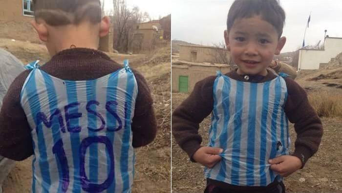 El niño que usaba una bolsa con el número de Messi, conoció a su ídolo (VIDEO)