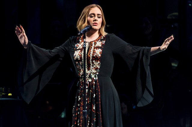 GLASTONBURY, ENGLAND - JUNE 25:  Adele performs on The Pyramid Stage on day 2 of the Glastonbury Festival at Worthy Farm, Pilton on June 25, 2016 in Glastonbury, England. Now its 46th year the festival is one largest music festivals in the world and this year features headline acts Muse, Adele and Coldplay. The Festival, which Michael Eavis started in 1970 when several hundred hippies paid just Â£1, now attracts more than 175,000 people.  (Photo by Ian Gavan/Getty Images)