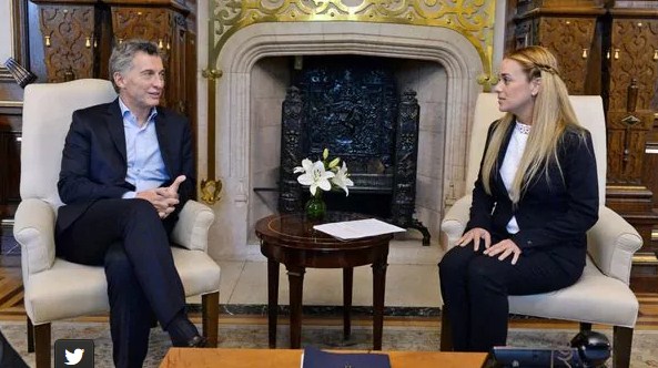 Mauricio Macri y Lilian Tintori en la Casa Rosada el pasado 31 de marzo
