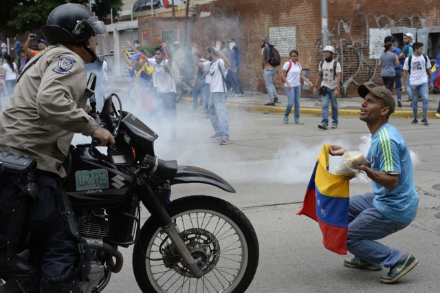 Represión de la PNB en la avenida Victoria. Foto: AFP