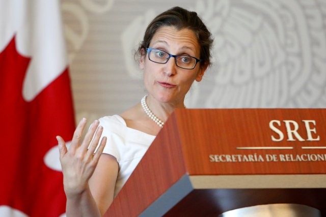 La ministra de Relaciones Exteriores de Canadá, Chrystia Freeland. REUTERS/Ginnette Riquelme