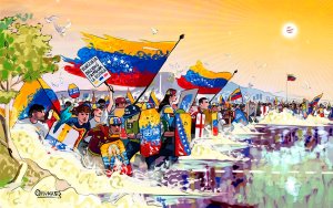 ¡Dos momentos históricos! El artista Oscar Olivares versionó la Batalla de Carabobo de Martín Tovar