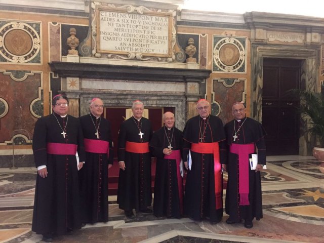 El papa recibió a los obispos (Foto CEV)