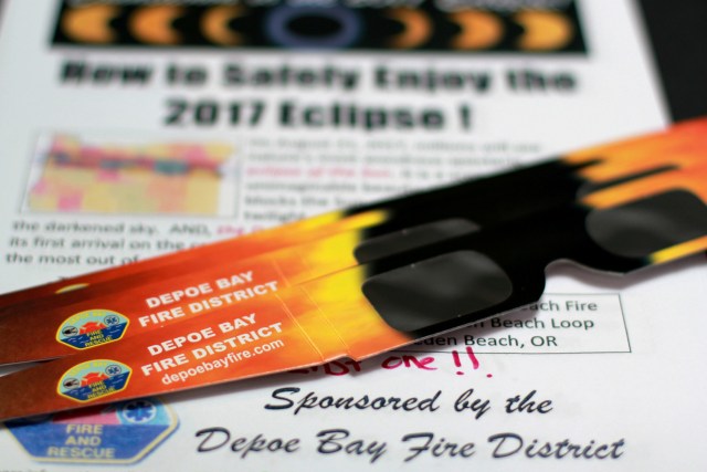 FILE PHOTO - Solar eclipse glasses that will be handed out by the community are pictured in Depoe Bay, Oregon, U.S. on August 8, 2017.  REUTERS/Jane Ross/File Photo