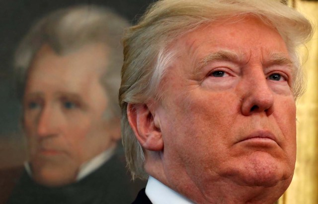 A painting of President Andrew Jackson is pictured, as U.S. President Donald Trump hosts the Minority Enterprise Development Week White House awards ceremony, at the White House in Washington, U.S., October 24, 2017. REUTERS/Kevin Lamarque