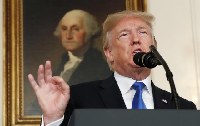 Presidente de Estados Unidos, Donald Trump, durante un discurso en la Casa Blanca. Octubre 13 2017. REUTERS/Kevin Lamarque