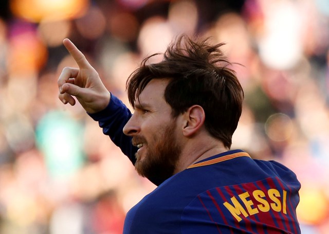 El delantero del Barcelona Lionel Messi en un encuentro frente al Athletic de Bilbao por la Liga de primera  división del fútbol español en Barcelona, mar 18, 2018.  REUTERS/Albert Gea