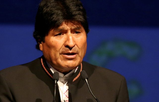 Bolivia's President Evo Morales speaks during the Americas Business Summit in Lima, Peru, April 13, 2018. REUTERS/Mariana Bazo