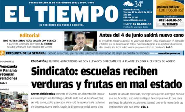 Diario El Tiempo de Puerto La Cruz
