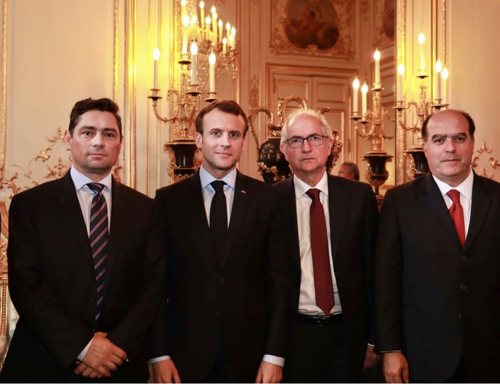 Macron recibió a Borges, Ledezma y Vecchio para abordar crisis electoral y humanitaria en Venezuela