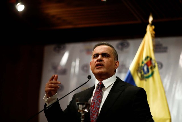 Venezuela's Chief Prosecutor Tarek William Saab talks to the media during a news conference in Caracas, Venezuela, May 3, 2018. REUTERS/Marco Bello