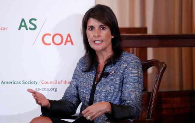 U.S. Ambassador to the United Nations Nikki Haley delivers keynote remarks at the Americas Society/Council of the Americas 48th Annual Washington Conference at the State Department in Washington, U.S., May 8, 2018. REUTERS/Kevin Lamarque