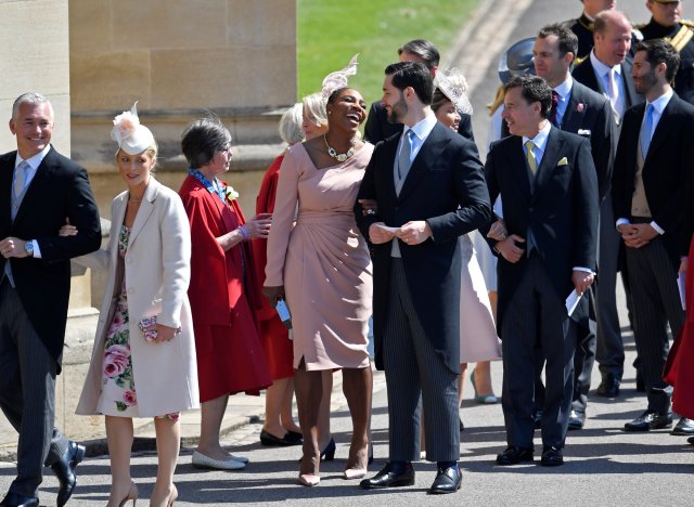 Tennis player Serena Williams arrives with her husband Alexis Ohanian to the wedding of Prince Harry and Meghan Markle in Windsor, Britain, May 19, 2018. REUTERS/Toby Melville/Pool