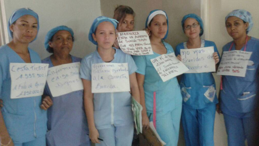 Enfermeras de Aragua protestan para exigir sueldo en dólares