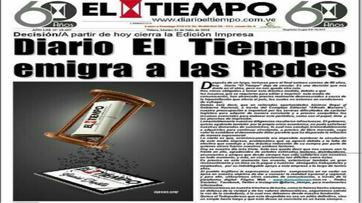 Este martes circuló la última edición impresa del diario El Tiempo de Trujillo