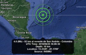 Sismo de magnitud 4,1 sacude el archipiélago colombiano de San Andrés