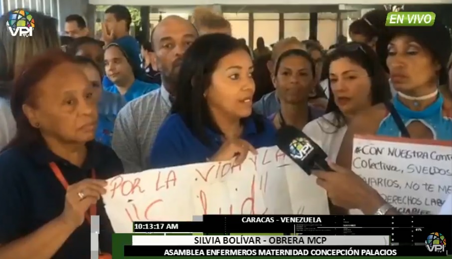 Trabajadores de la Maternidad Concepción Palacios protestan por mejoras salariales #16Oct (video)
