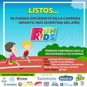 Al menos 500 niños correrán hacia la meta en la Run Kids en Caracas