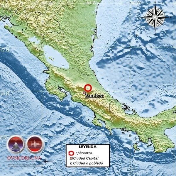 Registran sismo de magnitud 5 en Costa Rica