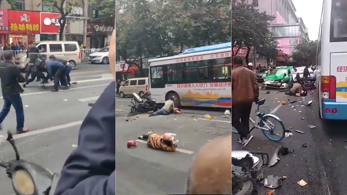 EN VIDEO: Hombre armado con un cuchillo secuestra autobús y atropella a decenas de personas en China