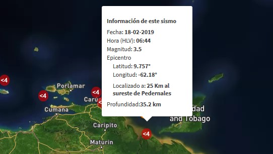 Sismo de magnitud 3.5 en Pedernales