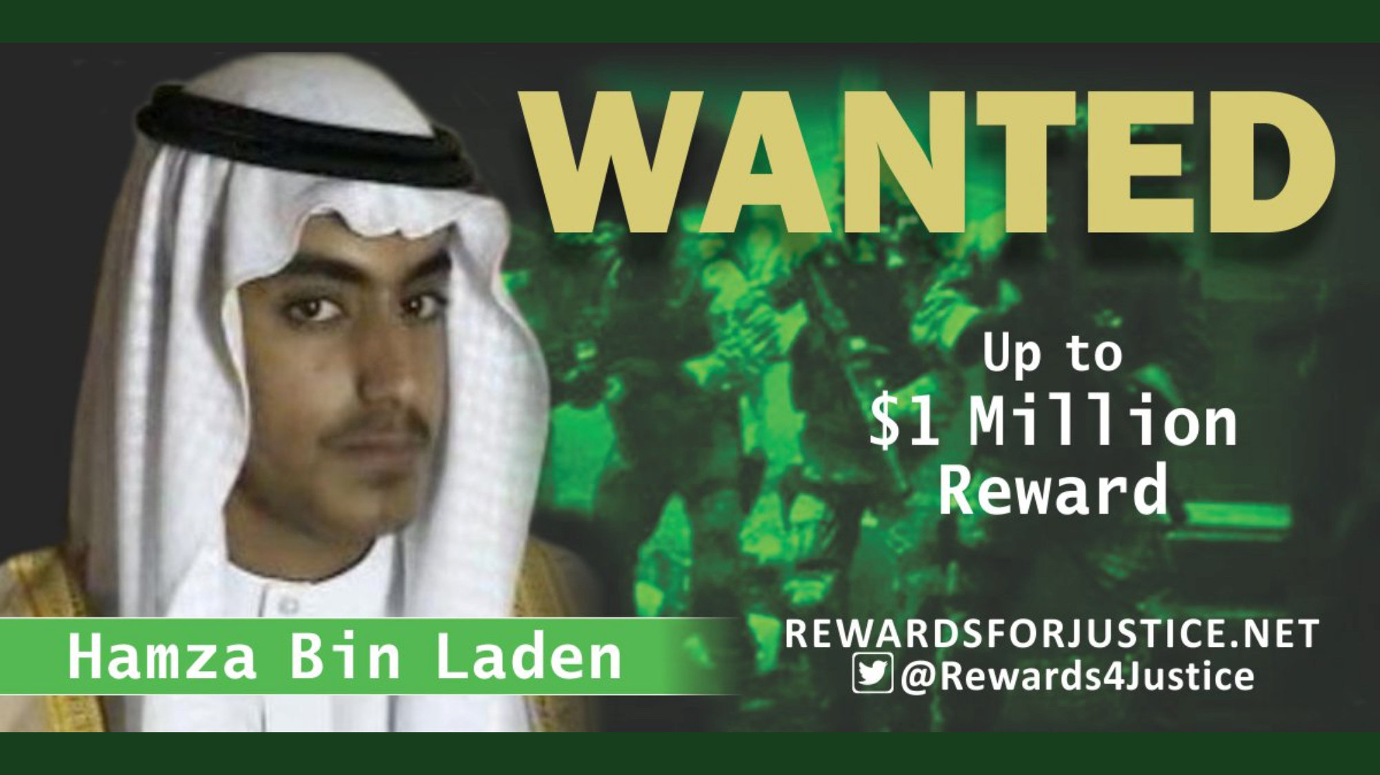 Se busca: La foto del hijo de Osama bin Laden que anuncia recompensa de un millón de dólares
