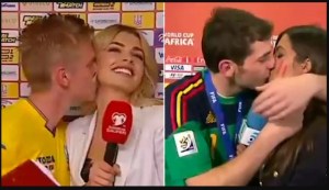 Uuuhhh… Futbolista quiso besar a su novia reportera “a lo Casillas” y quedó como el propio gafo (VIDEO)