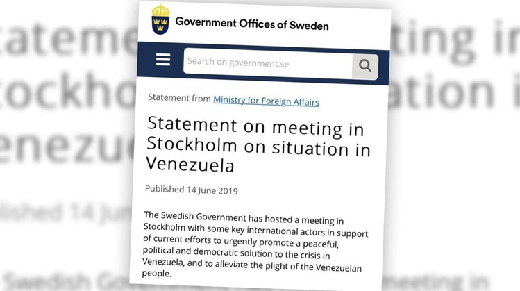 Gobierno de Suecia confirma reunión sobre Venezuela de “actores políticos internacionales” en Estocolmo