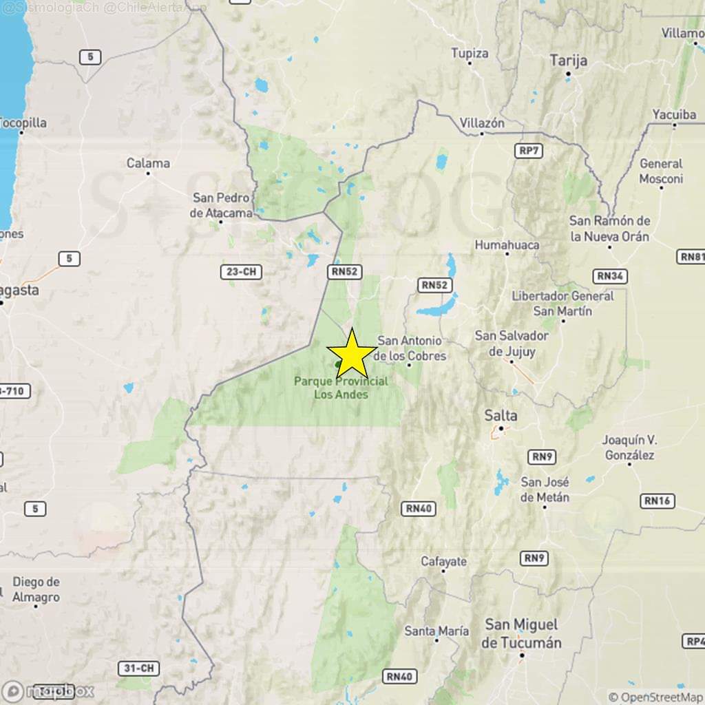Sismo de magnitud 5,2 afecta a parte del norte de Chile