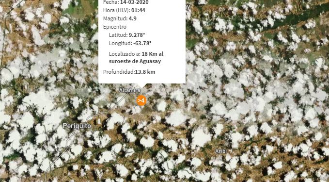 Se registró un sismo de magnitud 4,9 en Aguasay, estado Monagas, este #14Mar